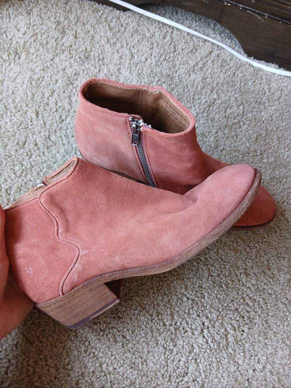 Frye Suede Ankle Boots in Dusty Rose - Women's Zip Booties